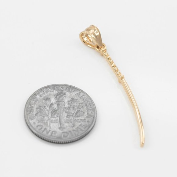 Solid 10k Gold Katana Japanese Samurai Sword Martial Arts Charm Pendant